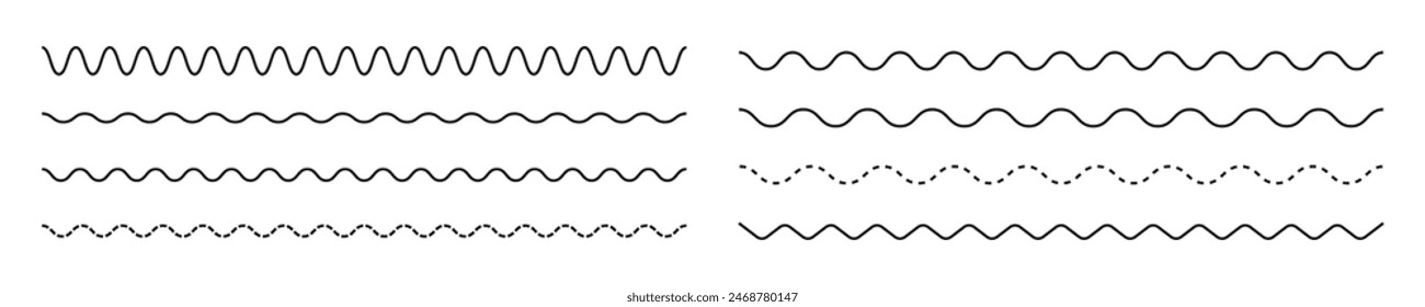 Wave lines vector set. Wavy line collection.