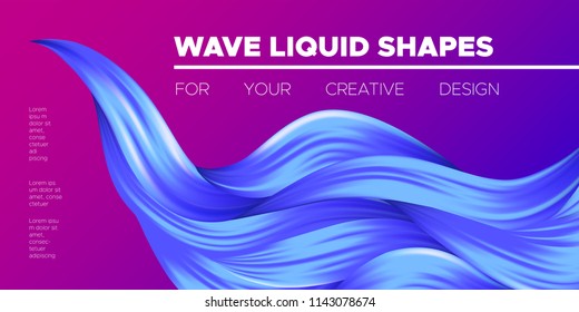 Wave Liquid. Abstract Background with Fluid Shapes. Trendy Vector Illustration EPS10 for Your Design. Creative Interweaving. Color Liquid Shapes with Flow Effect for Business Card, Banner, Cover. Art.