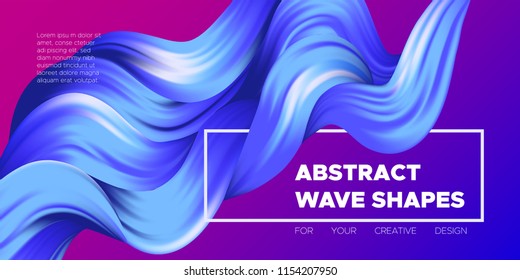 Wave Liquid. Abstract Background with Fluid Shapes. Trendy Vector Illustration EPS10 for Your Design. Creative Interweaving. Color Liquid Shapes with Flow Effect for Business Card, Banner, Cover. Art.