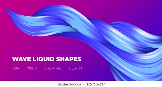 Wave Liquid. Abstract Background with Fluid Shapes. Trendy Vector Illustration EPS10 for Your Design. Creative Interweaving. Color Liquid Shapes with Flow Effect for Business Card, Banner, Cover. Art.
