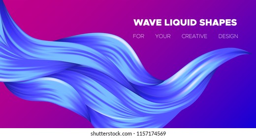 Wave Liquid. Abstract Background with Fluid Shapes. Trendy Vector Illustration EPS10 for Your Design. Creative Interweaving. Color Liquid Shapes with Flow Effect for Business Card, Banner, Cover. Art.