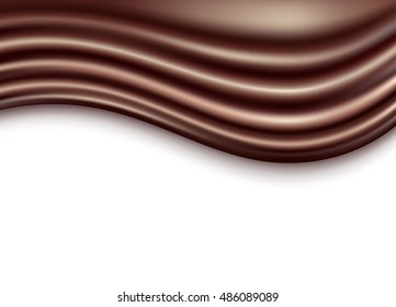 wave of liquid chocolate on white background