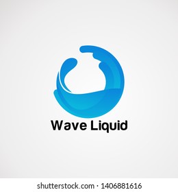 wave liquid pure blue logo vector, icon, element, and template for company