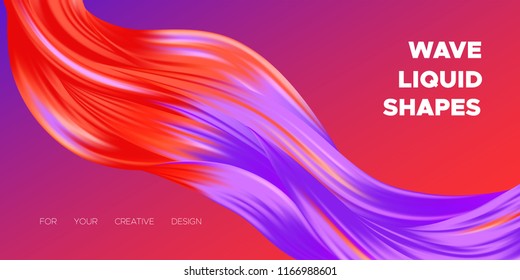 Wave Liquid Shape. Abstract Fluid Background. Trendy Illustration EPS10 Vector. Creative Interweaving. Art Paint Design. Colorful Liquid Shapes with Flow Effect for Business Poster, Banner, Cover.