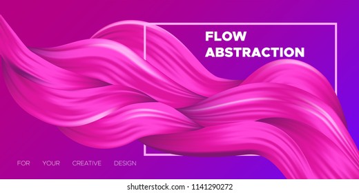 Wave Liquid Shapes with 3D Effect. Modern Flow Background. Vector Illustration EPS10. Beautiful Interweaving. Abstract Fluid. Creative Art Design. Color Wavy Liquid for Business Card, Banner, Cover.