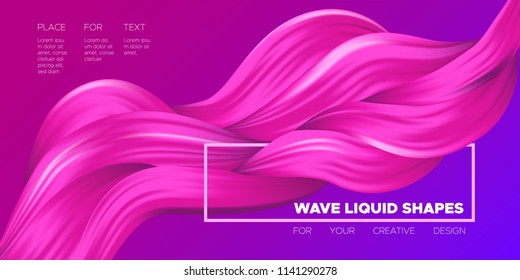 Wave Liquid Shapes with 3D Effect. Modern Flow Background. Vector Illustration EPS10. Beautiful Interweaving. Abstract Fluid. Creative Art Design. Color Wavy Liquid for Business Card, Banner, Cover.