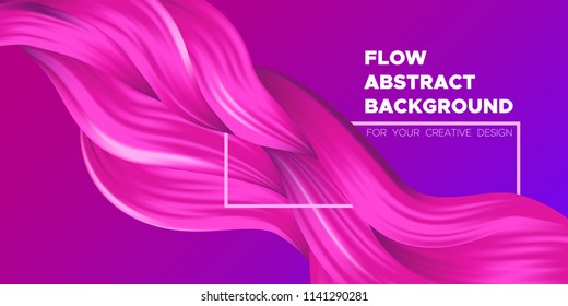 Wave Liquid Shapes with 3D Effect. Modern Flow Background. Vector Illustration EPS10. Beautiful Interweaving. Abstract Fluid. Creative Art Design. Color Wavy Liquid for Business Card, Banner, Cover.