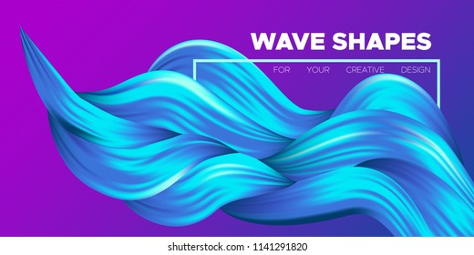 Wave Liquid Shapes with 3D Effect. Modern Flow Background. Vector Illustration EPS10. Beautiful Interweaving. Abstract Fluid. Creative Art Design. Color Wave Template for Business Card, Banner, Cover.