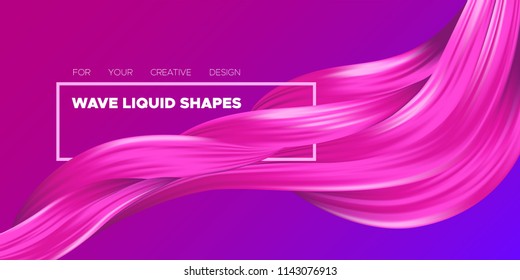 Wave Liquid Shapes with 3D Effect. Modern Flow Background. Vector Illustration EPS10. Beautiful Interweaving. Abstract Fluid. Creative Art Design. Color Wavy Liquid for Business Card, Banner, Cover.