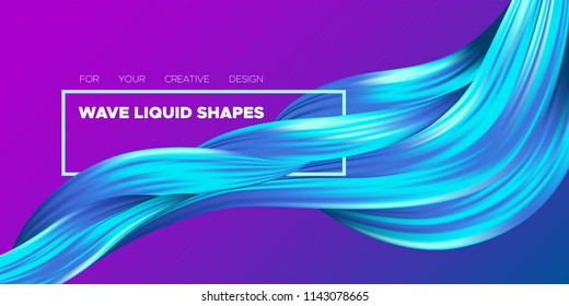 Wave Liquid Shapes with 3D Effect. Modern Flow Background. Vector Illustration EPS10. Beautiful Interweaving. Abstract Fluid. Creative Art Design. Color Wave Template for Business Card, Banner, Cover.