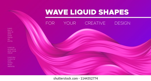 Wave Liquid Shapes with 3D Effect. Modern Flow Background. Vector Illustration EPS10. Beautiful Interweaving. Abstract Fluid. Creative Art Design. Color Wavy Liquid for Business Card, Banner, Cover.
