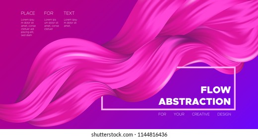 Wave Liquid Shapes with 3D Effect. Modern Flow Background. Vector Illustration EPS10. Beautiful Interweaving. Abstract Fluid. Creative Art Design. Color Wavy Liquid for Business Card, Banner, Cover.