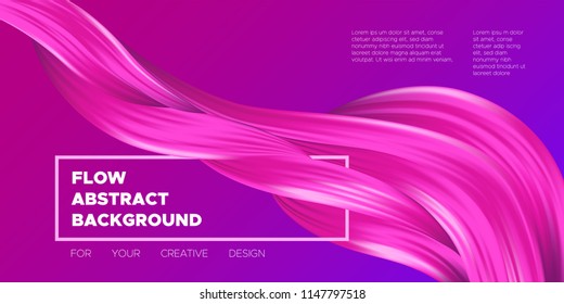 Wave Liquid Shapes with 3D Effect. Modern Flow Background. Vector Illustration EPS10. Beautiful Interweaving. Abstract Fluid. Creative Art Design. Color Wavy Liquid for Business Card, Banner, Cover.