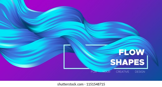 Wave Liquid Shapes with 3D Effect. Modern Flow Background. Vector Illustration EPS10. Beautiful Interweaving. Abstract Fluid. Creative Art Design. Color Wave Template for Business Card, Banner, Cover.