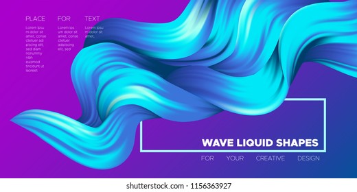 Wave Liquid Shapes with 3D Effect. Modern Flow Background. Vector Illustration EPS10. Beautiful Interweaving. Abstract Fluid. Creative Art Design. Color Wave Template for Business Card, Banner, Cover.