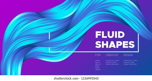 Wave Liquid Shapes with 3D Effect. Modern Flow Background. Vector Illustration EPS10. Beautiful Interweaving. Abstract Fluid. Creative Art Design. Color Wave Template for Business Card, Banner, Cover.