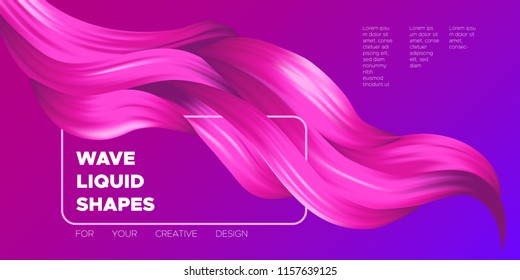 Wave Liquid Shapes with 3D Effect. Modern Flow Background. Vector Illustration EPS10. Beautiful Interweaving. Abstract Fluid. Creative Art Design. Color Wavy Liquid for Business Card, Banner, Cover.
