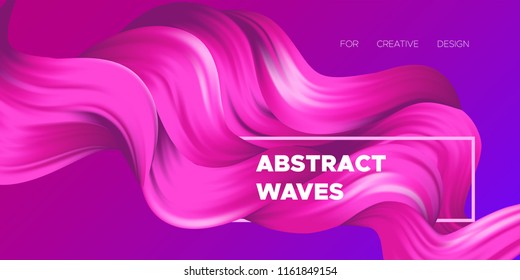 Wave Liquid Shapes with 3D Effect. Modern Flow Background. Vector Illustration EPS10. Beautiful Interweaving. Abstract Fluid. Creative Art Design. Color Wavy Liquid for Business Card, Banner, Cover.