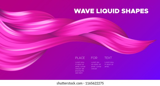 Wave Liquid Shapes with 3D Effect. Modern Flow Background. Vector Illustration EPS10. Beautiful Interweaving. Abstract Fluid. Creative Art Design. Color Wavy Liquid for Business Card, Banner, Cover.