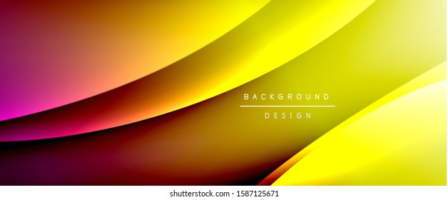 Wave liquid style lines with shadows and light on gradient background. Trendy simple fluid color gradient abstract background with dynamic straight shadow line effect. Vector Illustration For