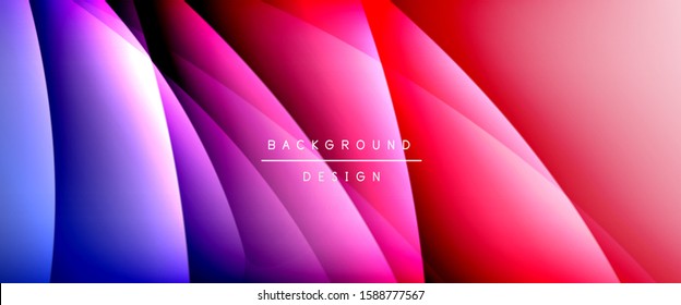 Linhas de estilo líquido de onda com sombras e luz no plano de fundo gradiente. Fundo abstrato do gradiente de cor do fluido simples da moda com efeito de linha de sombra reta dinâmica. Ilustração De Vetor Para