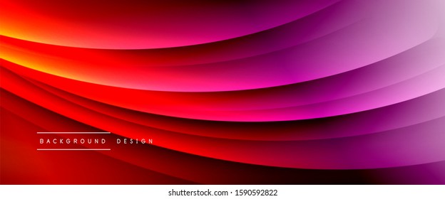Wave liquid style lines with shadows and light on gradient background. Trendy simple fluid color gradient abstract background with dynamic straight shadow line effect. Vector Illustration For