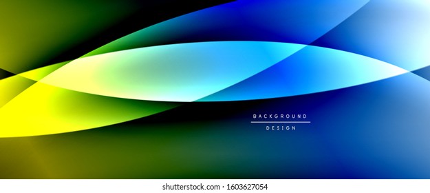 Linhas de estilo líquido de onda com sombras e luz no plano de fundo gradiente. Fundo abstrato do gradiente de cor do fluido simples da moda com efeito de linha de sombra reta dinâmica. Ilustração De Vetor Para