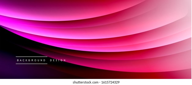 Wave liquid style lines with shadows and light on gradient background. Trendy simple fluid color gradient abstract background with dynamic straight shadow line effect. Vector Illustration For