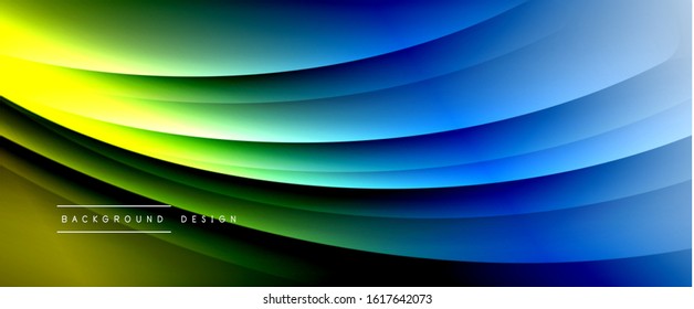 Wave Liquid Stillinien mit Schatten und Licht auf Farbverlauf-Hintergrund. Trendy, einfache Farbverlauf-Abstrakte Hintergrund mit dynamischem, gerade Schattenzeileneffekt. Vektorgrafik für