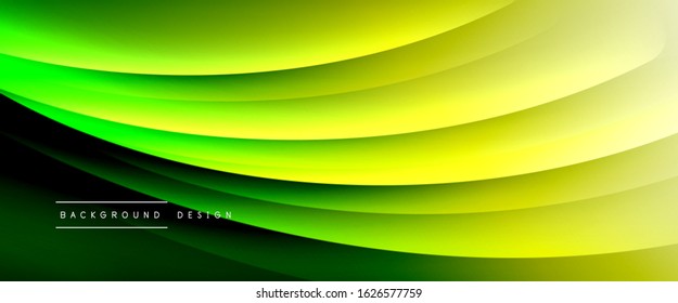 Wave liquid style lines with shadows and light on gradient background. Trendy simple fluid color gradient abstract background with dynamic straight shadow line effect. Vector Illustration 