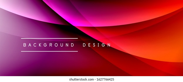 Wave liquid style lines with shadows and light on gradient background. Trendy simple fluid color gradient abstract background with dynamic straight shadow line effect. Vector Illustration For