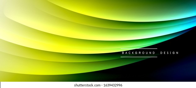 Wave liquid style lines with shadows and light on gradient background. Trendy simple fluid color gradient abstract background with dynamic straight shadow line effect. Vector Illustration For