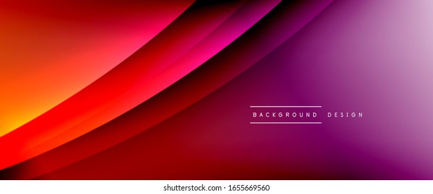 Wave liquid style lines with shadows and light on gradient background. Trendy simple fluid color gradient abstract background with dynamic straight shadow line effect. Vector Illustration For