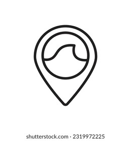 Wave Location Outline Icon Vector Illustration
