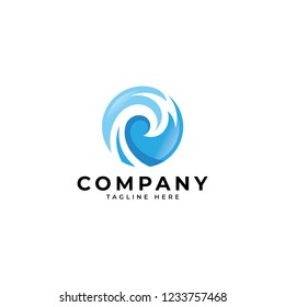 Wave logo, abstract swirl wave and circle vector icon
