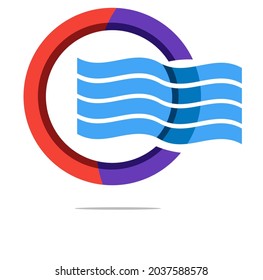 Wave logo with circle modern and stylish but simple and futuristic, abstract, letter o useable for business and company