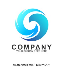 wave logo in circle shape, water splash vector, abstract wave icon