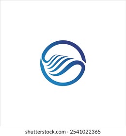 The wave logo is circular in blue and has a white background