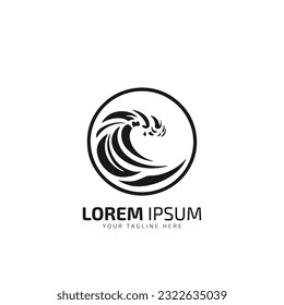 Concepto de logotipo de onda, forma ondulada abstracta de puntos. Icono de burbujas de agua, emblema de estilo mínimo. Plantilla de diseño moderno inusual. Ilustración del vector