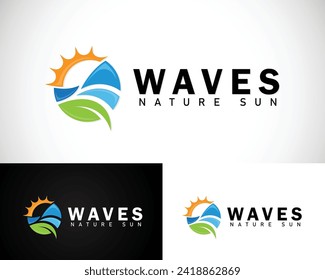 logotipo de olas naturaleza creativa diseño solar océano
