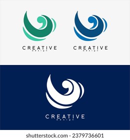 Wave logo design with abstract letter U concept.