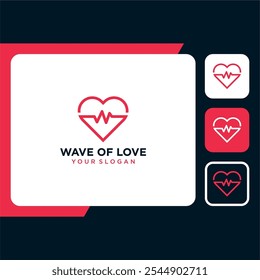 wave logo design with heart or love