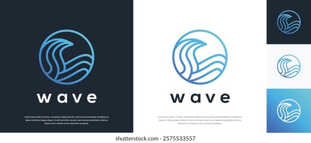 Wave logo design illustration. Nature wave logo template.