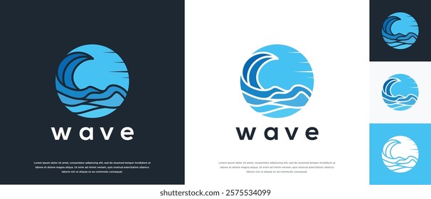 Wave logo design illustration. Nature wave logo template.