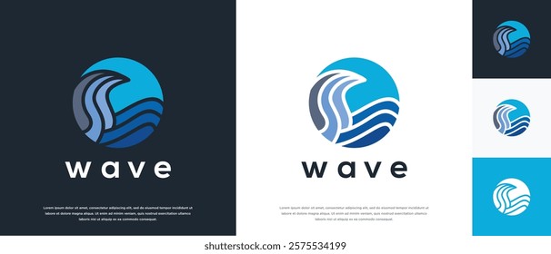 Wave logo design illustration. Nature wave logo template.