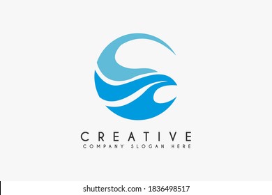 wave logo design illustration vector. Blue Wave icon. Usable for Business and Holiday Logos, Isolated on white background