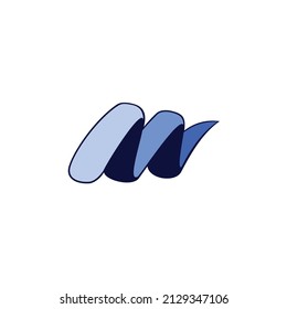 Wave logo design. Ribbon logo fluttering blue in the shape of the letter W or M
