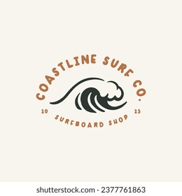 Wave logo design template for surf club, surf shop, surf merch. 