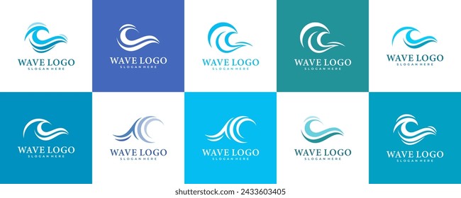 wave logo design vector set