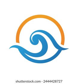 Wave logo. Graphic symbols of ocean or flowing sea water stylized for business identity vector. Illustration water wave logo for business emblem company